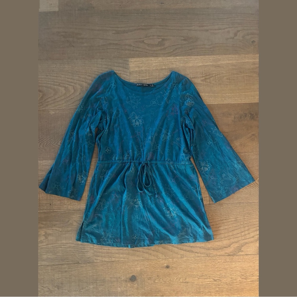 gudrun sjoden blue tie front tunic tee shirt